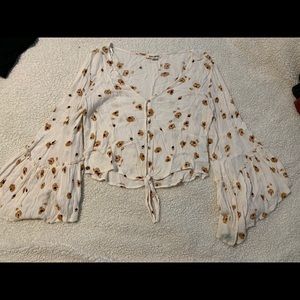 Billabong floral crop button up blouse